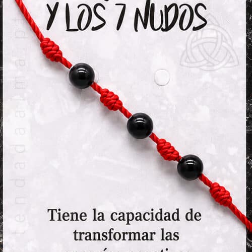 Pulseira dos 7 Nos com três esferas de 4mm de turmalina negra