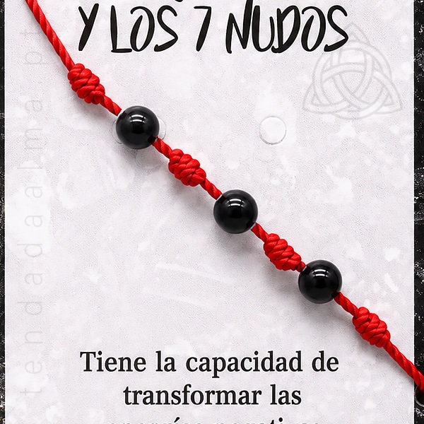 Pulseira dos 7 Nos com três esferas de 4mm de turmalina negra