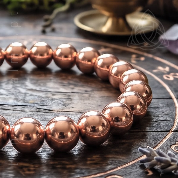 Pulseira banhada a cobre com esferas de 8 mm