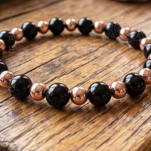 Pulseira Cobre e Turmalina Negra - Esferas 8 mm - Image 2