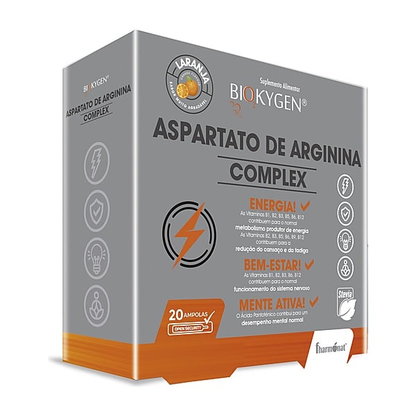Aspartato de Arginina Complex 20 ampolas sabor laranja — Biokygen / Fharmonat
