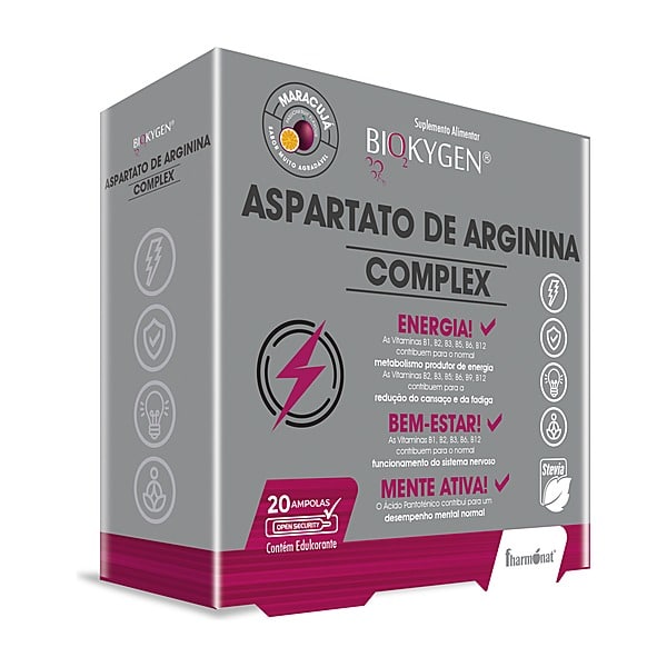 Aspartato de Arginina Complex 20 ampolas sabor maracujá — Biokygen / Fharmonat