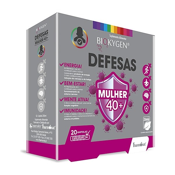 Defesas Mulher 40+ 20 ampolas bebíveis — Biokygen / Fharmonat
