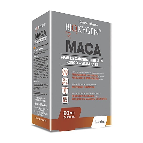 Biokygen Maca + Pau de Cabinda + Tribulus + Zinco + B6 Cápsulas 60 cápsulas — Fharmonat