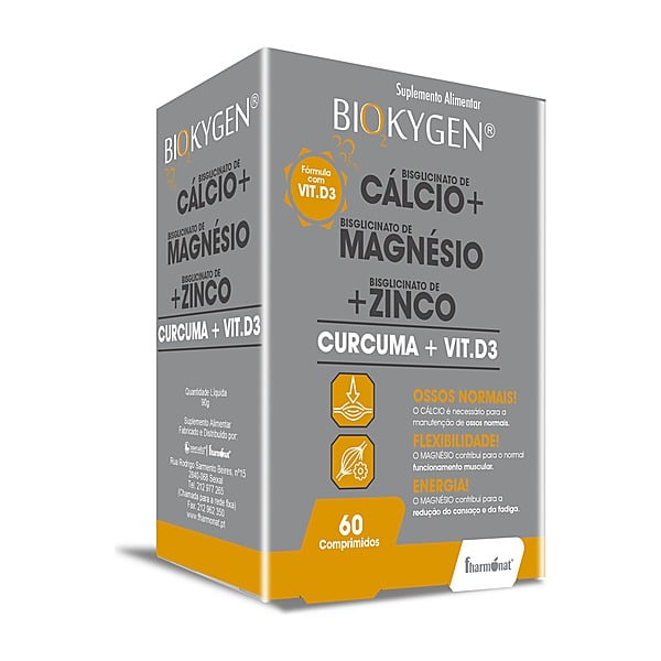 Biokygen Ca + Mg + Zn + Curcuma + D3 Comprimidos 60 comprimidos — Fharmonat