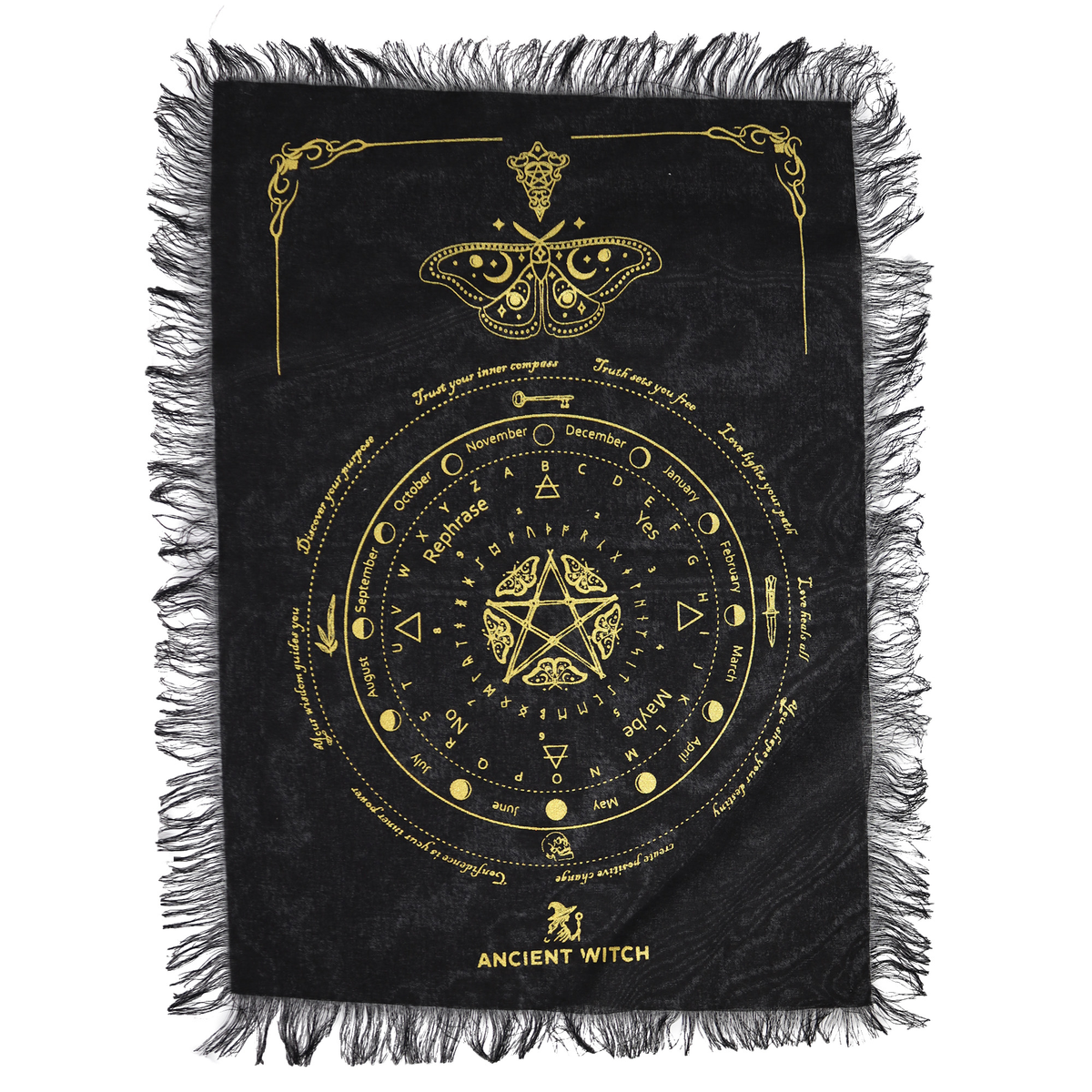 Tenda da Alma 220 toalha adivinhacao mariposa mistica preto dourado aw