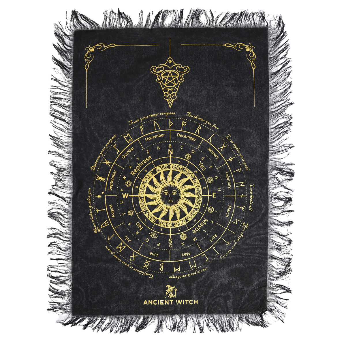 Tenda da Alma 216 toalha adivinhacao rosto do sol preto dourado aw